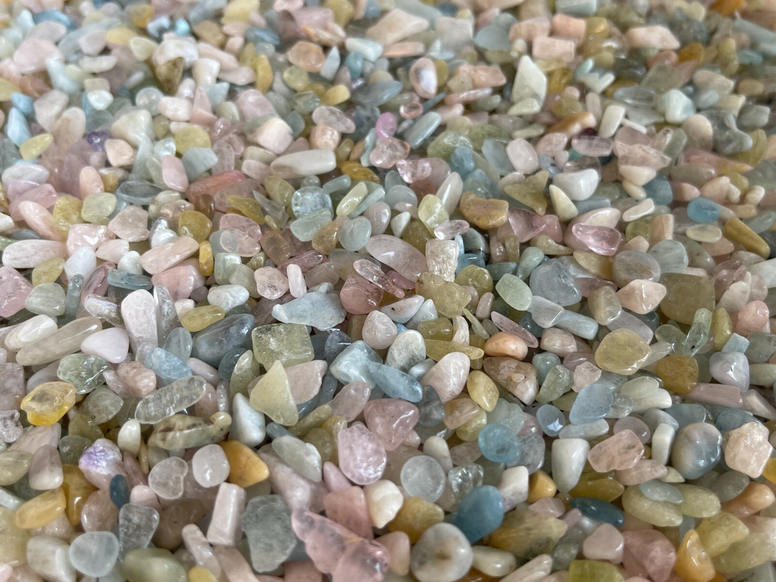 Grade A++ Morganite Semi Tumbled Gemstone Mini Chips 4- 12mm, Wholesale Bulk Lot