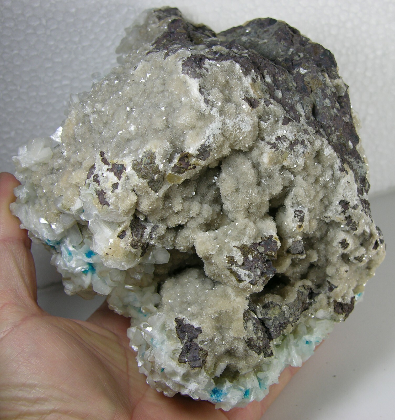 1625g India Natural Multiple Cavansite Crystals In Matrix Specimen 180mm 3lb 9oz