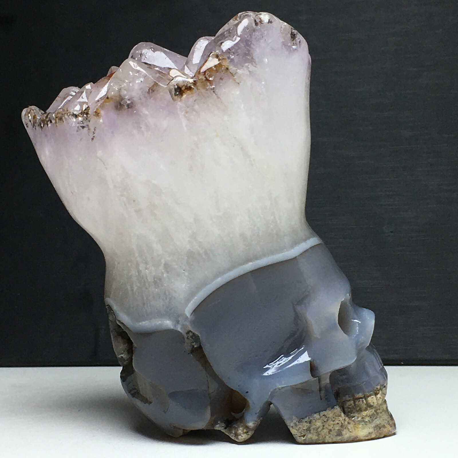 449g Natural Crystal Specimen. Agate Crystal. Hand-carved.The Exquisite Skull.CN