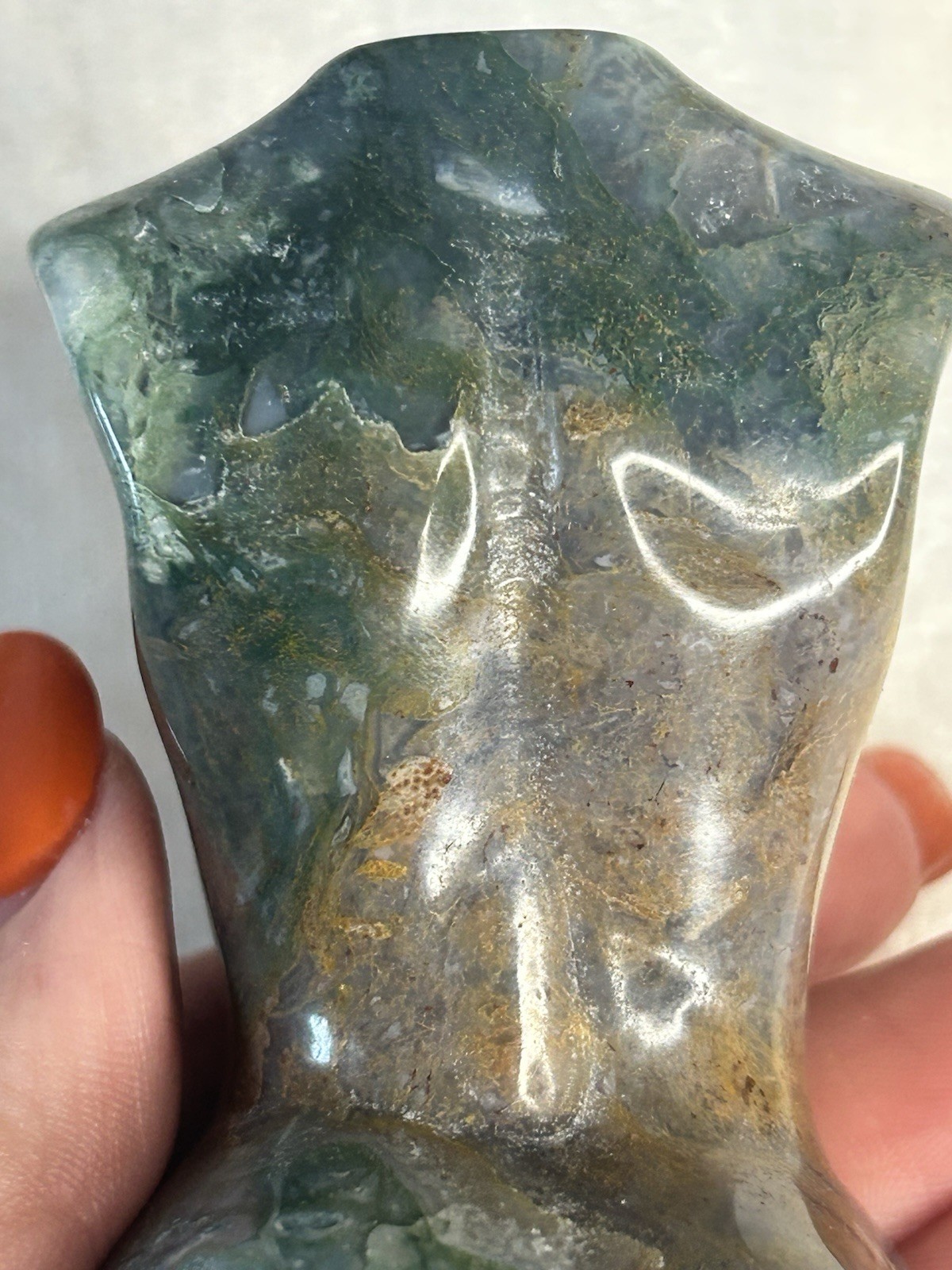 4” Moss Agate Goddess Lady Body Carving | Natural Crystal Statue
