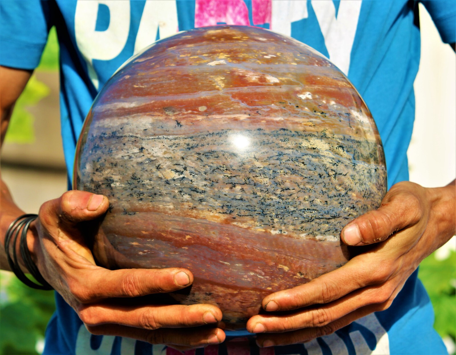 XL 41Lb Red Sonoran Dendritic Rhyolite Crystal Healing Metaphysical Stone Sphere
