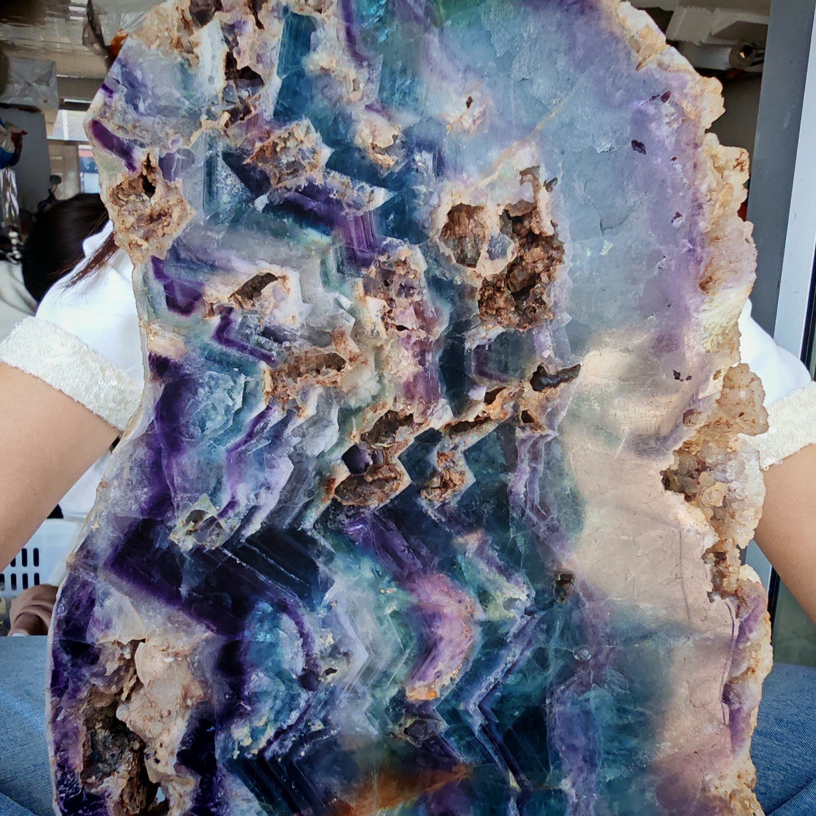 14.3LB Restoration of Natural Colored Fluorite Crystal Specimens 6500g