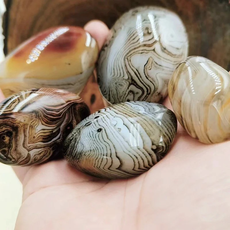 Big Silk Agate Raw Stone Handle Piece No Engraved Pebbles Raw Stone Grab Piece