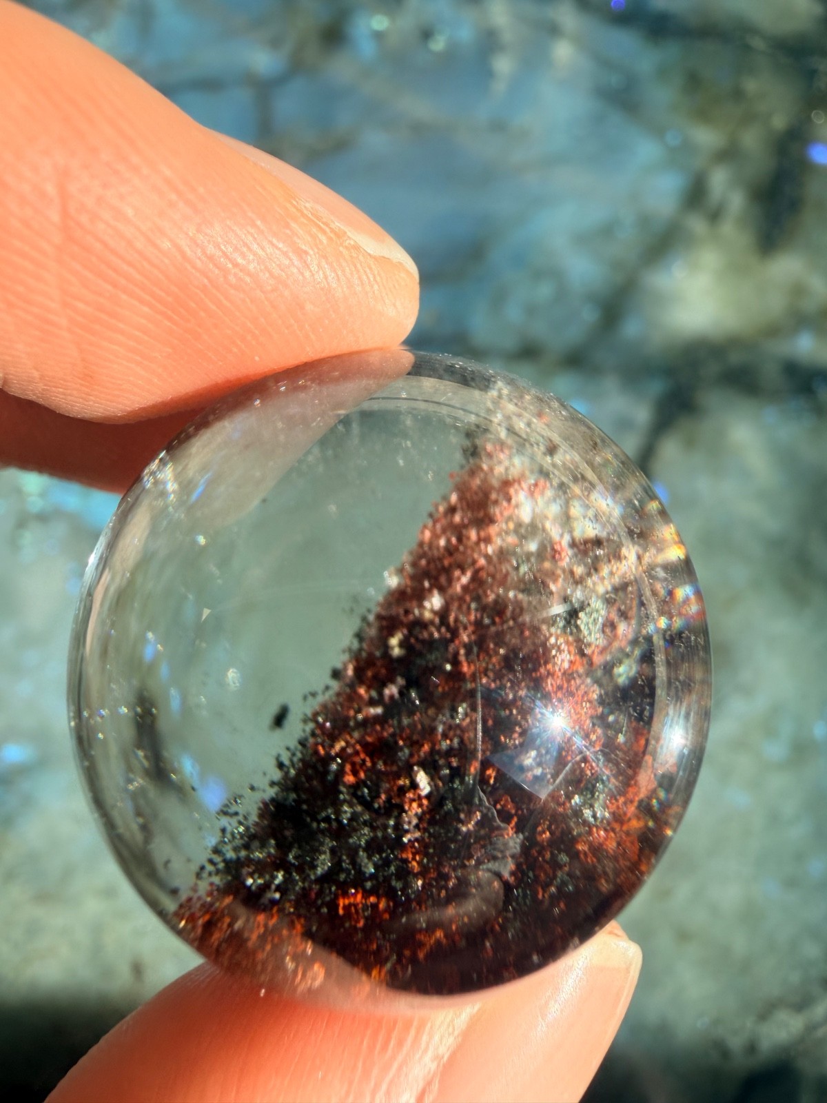 Garden Quartz Sphere From Brazil, 1.08″ | Scenic Lodolite Crystal Sphere