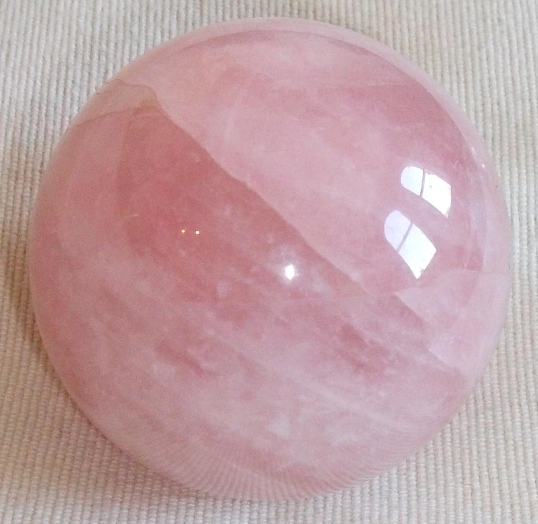 Tumbled and Polished Rose Quartz Sphere (6cm diameter / 280g)