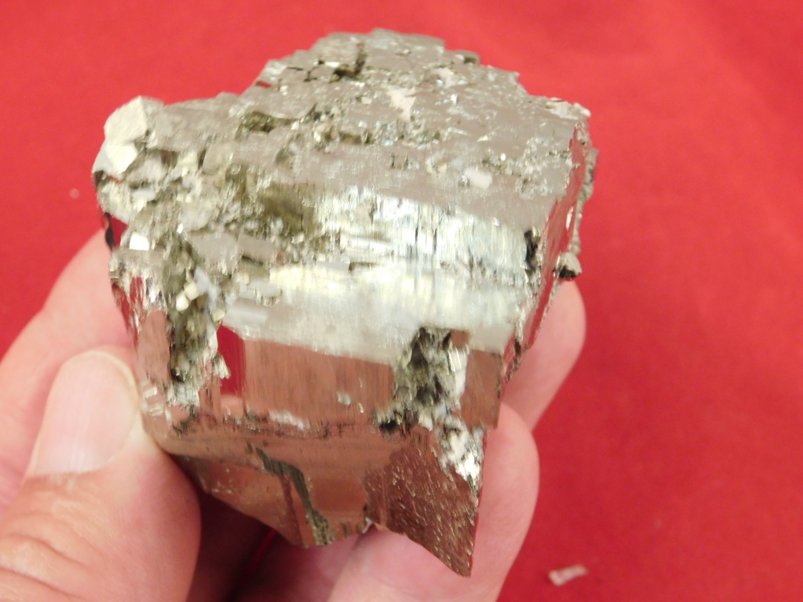 LARGER 100% Natural STEPPED PYRITE Crystal CUBE Cluster Huanzala Mine Peru 317gr