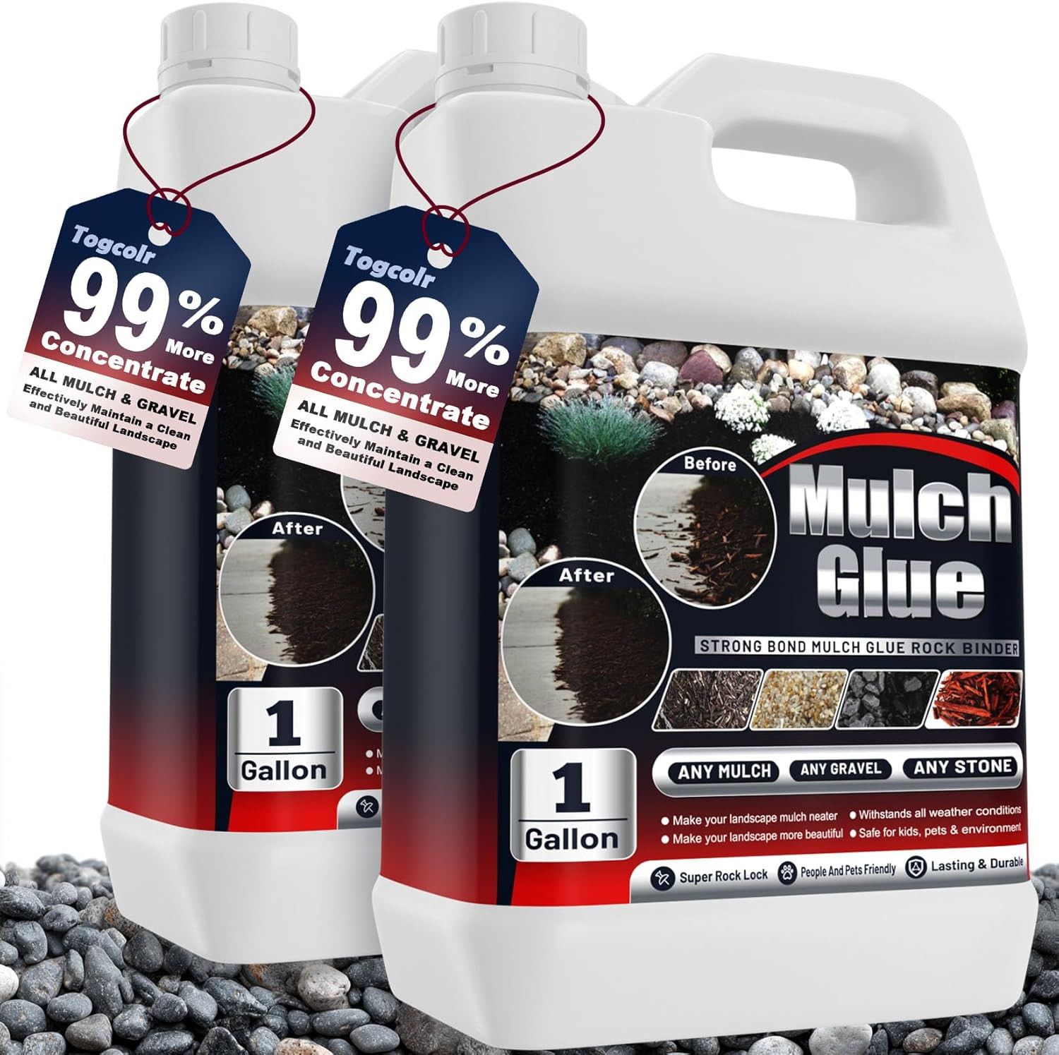 Fast-Dry Mulch Glue – 2 Gallon Rock Adhesive for Gardens, Patios, Pet-Safe