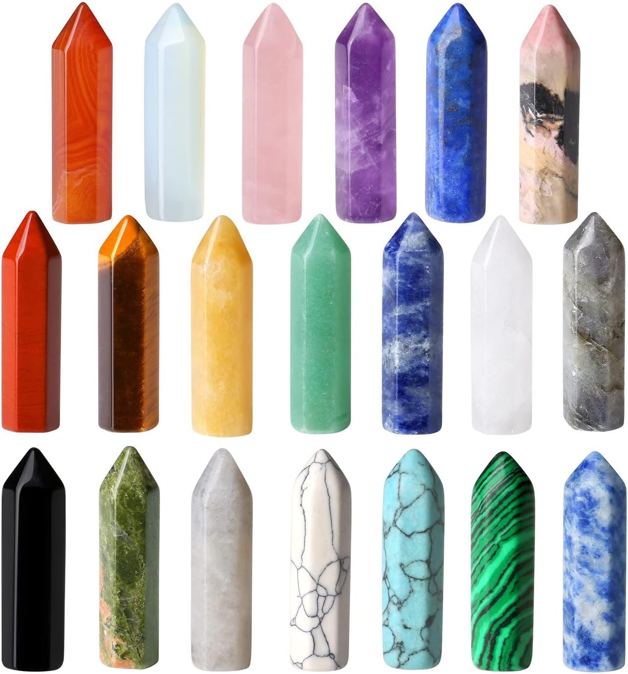 20PCS Healing Crystal Wand Set Reiki Chakra Gemstones Meditation Stones