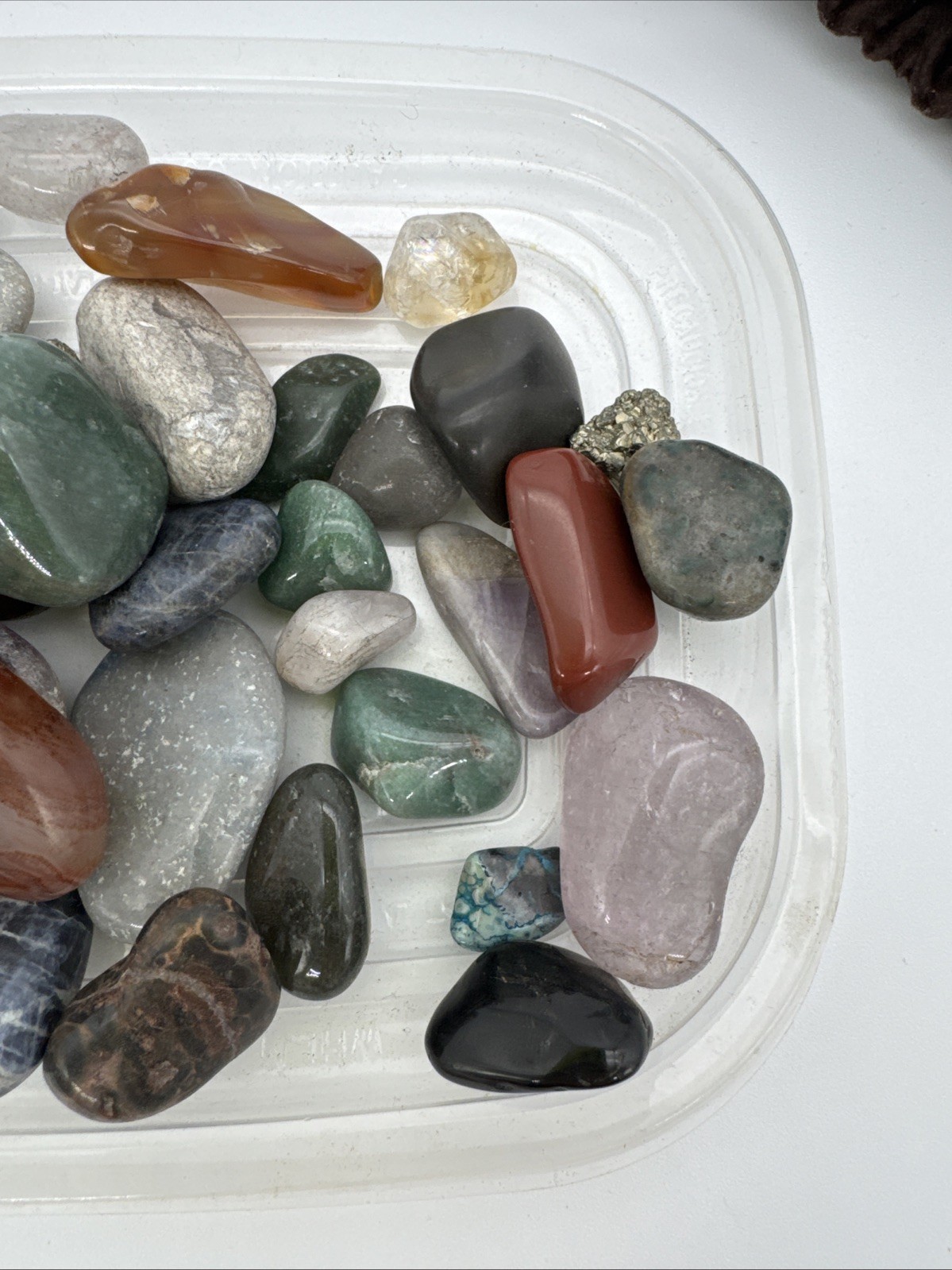 9 Oz Bag of Polished Tumbled Stones And Crystals In Pouch Unsure Of Types Incl