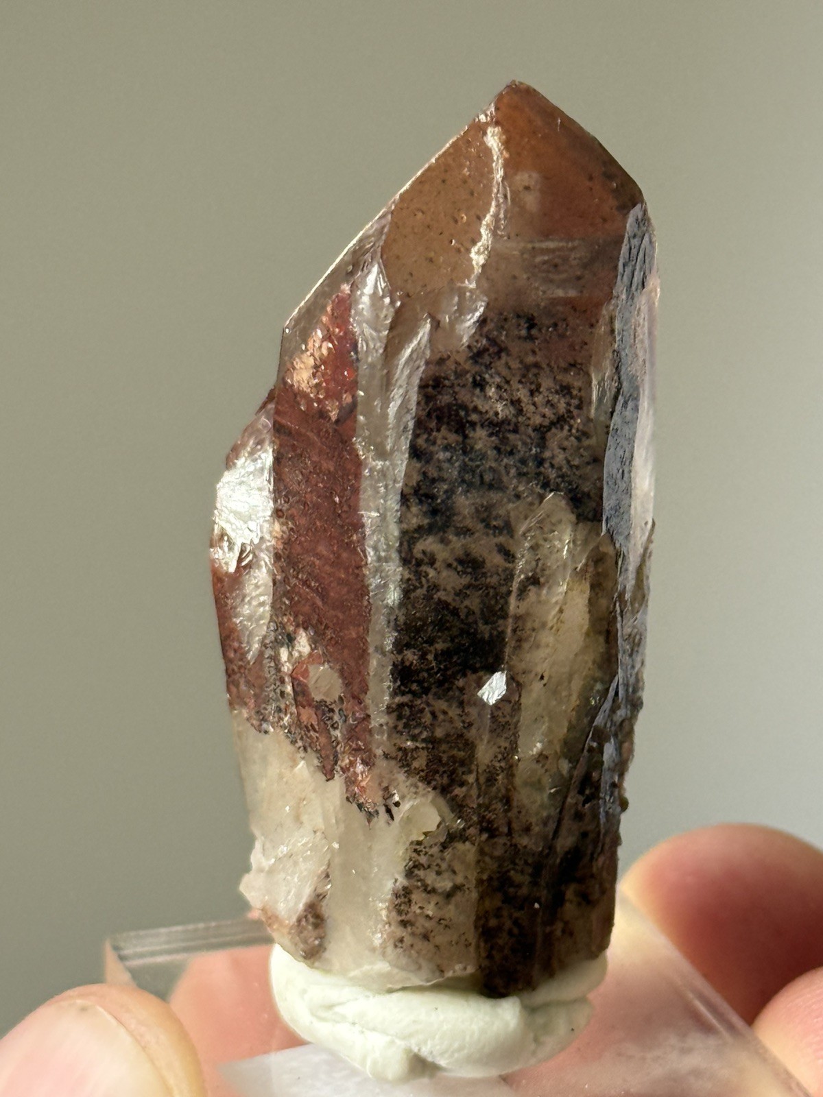 Quartz Crystal w/ Phantom & Hematite Red Feather, CO 5cm – 34.2g – ID20