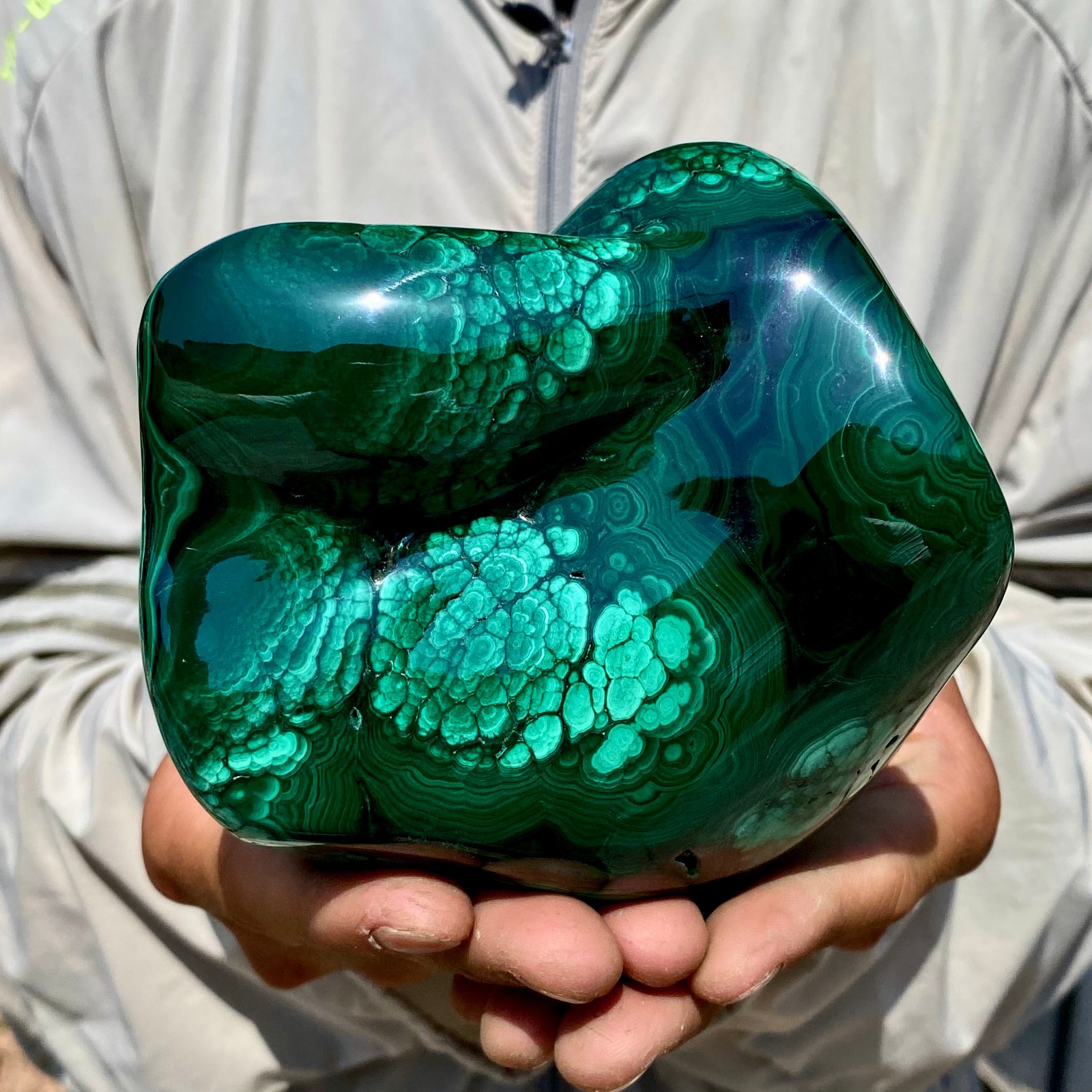 2.4LB Natural glossy Malachite transparent cluster rough mineral sample