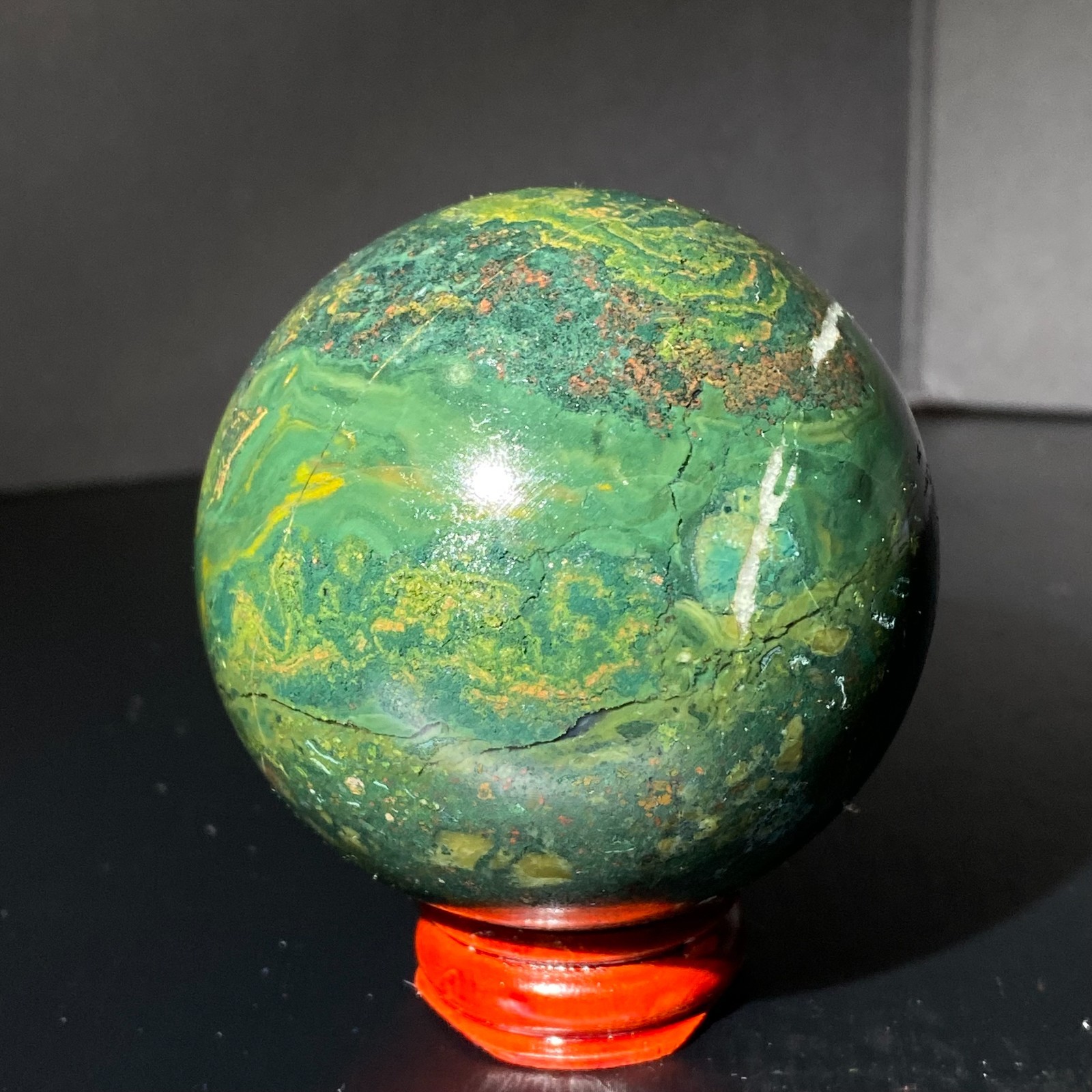335G Natural Ocean Jasper Ball Crystal Sphere Mineral Specimen Energy Healing