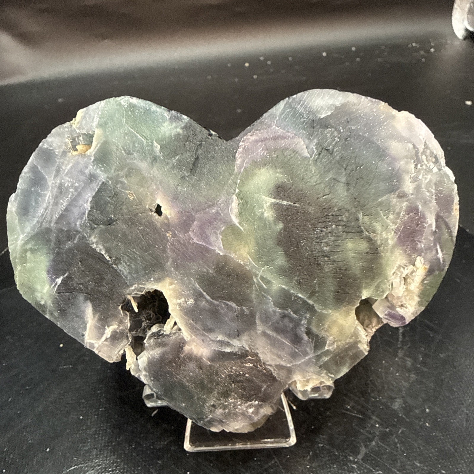 Multi-Colored Natural Faced Cubic Flourite Heart Specimen! Minerals, Crystals!