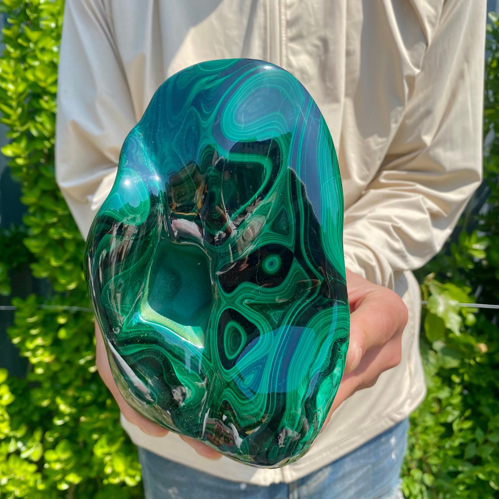 4.6LB Natural glossy Malachite transparent cluster rough mineral sample