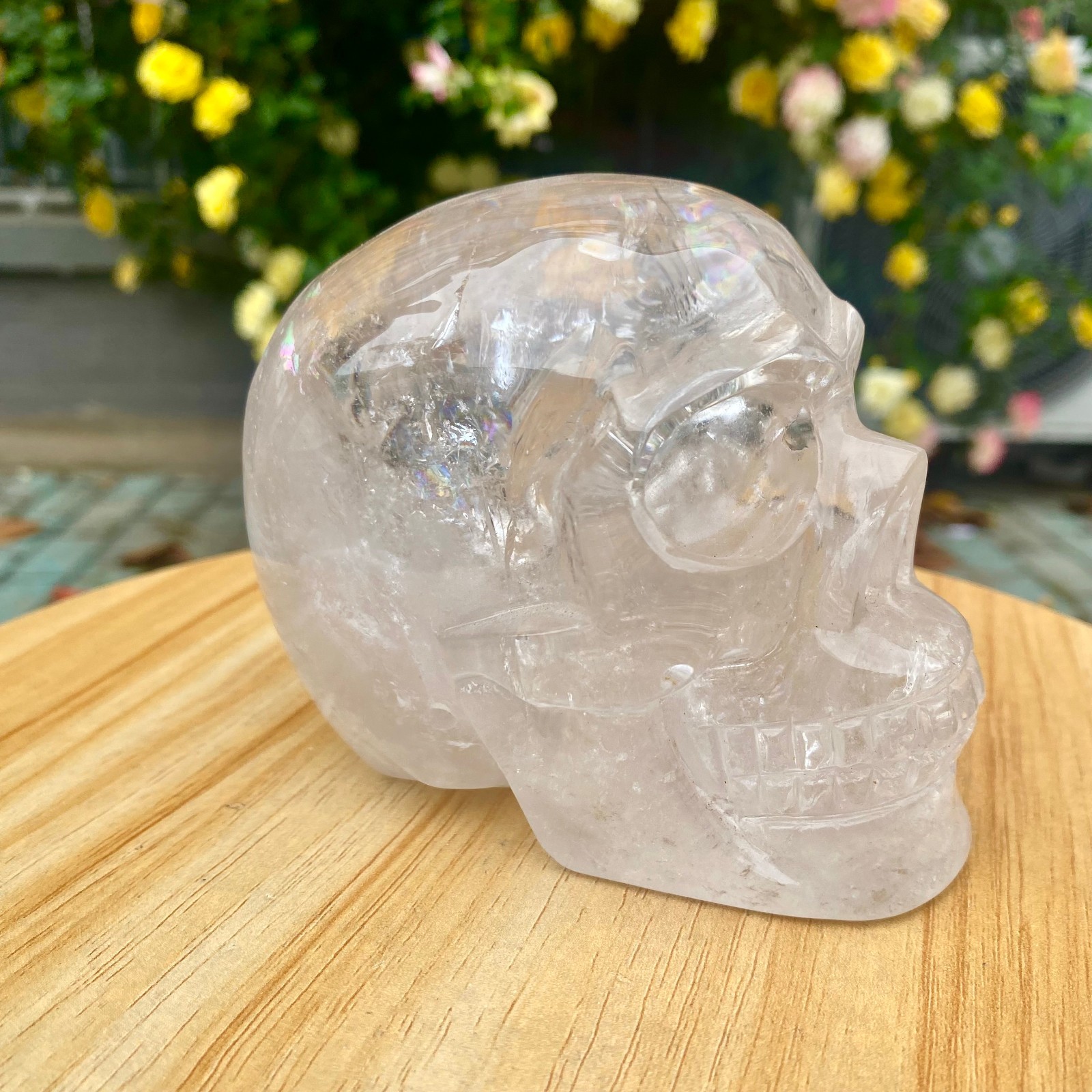 2.46LB TOP! White melting quartz hand carved crystal skull gem reiki healing