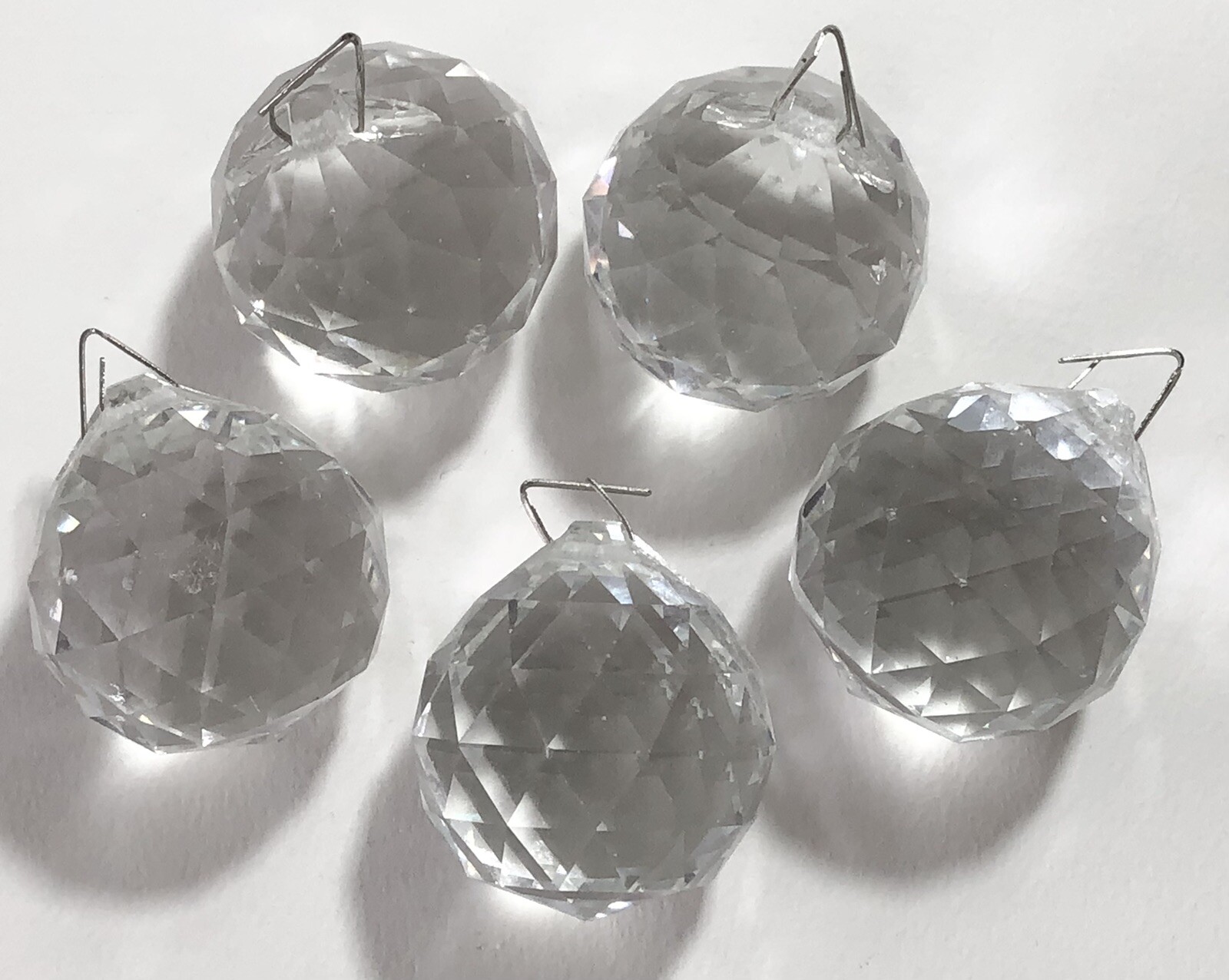 Clear Cut Crystal 1 12” Suncatcher Ball Glass Sphere Faceted Gazing Hanging x5