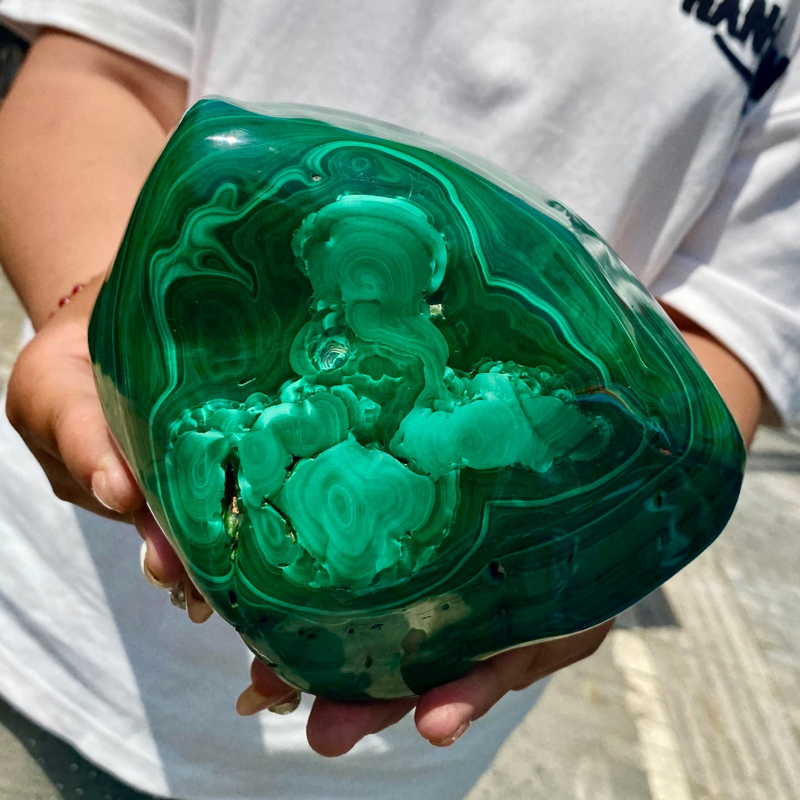 7.53LB Natural glossy Malachite transparent cluster rough mineral sample