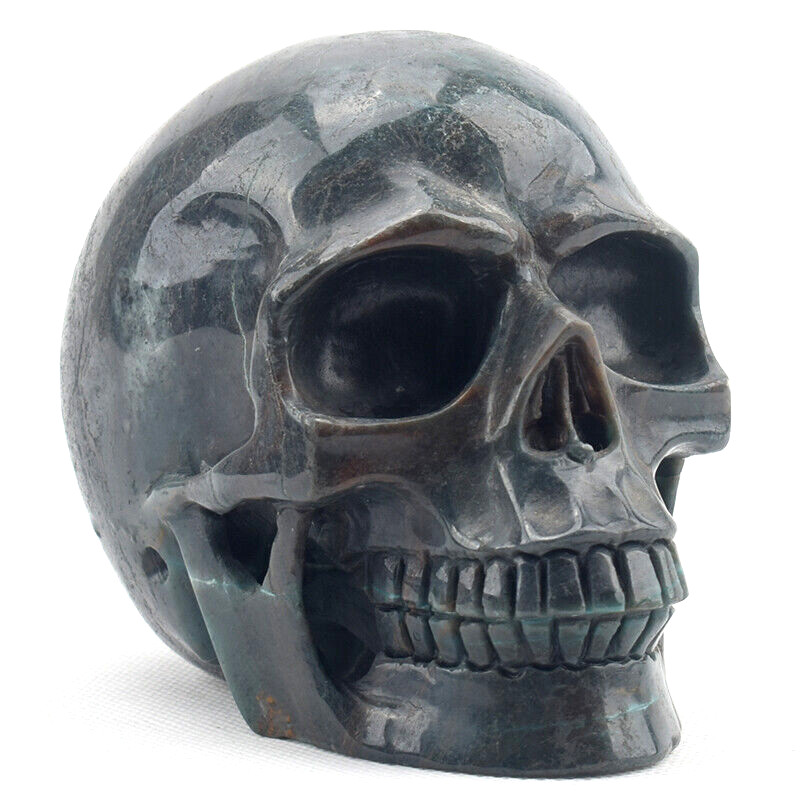 4.8” PHOENIX STONE Hand Carved Crystal Skull Figurine Realistic Healing Crafts