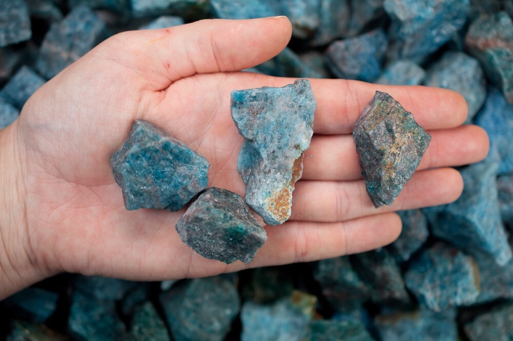 3 lbs Blue Apatite Rough Stones -Natural Crystal Mineral Rock Specimens Tumbling