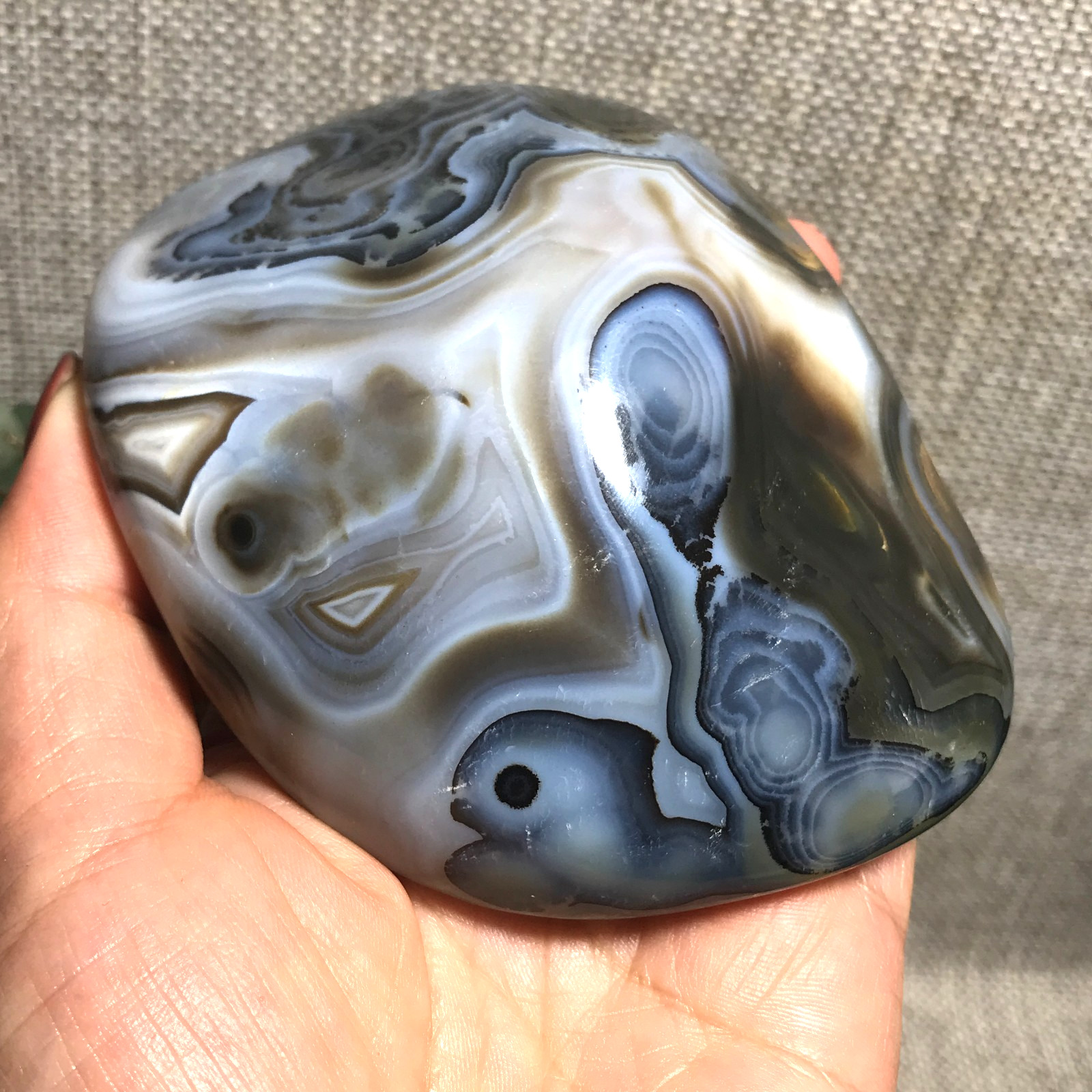376g Natural Aquatic Plants Agate Ink landscape painting ornament Madagascar 23