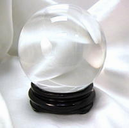 FAST SHIP! * BIG AND HEAVY * CLEAR REAL QUARTZ CRYSTAL BALL * 4 INCH w STAND