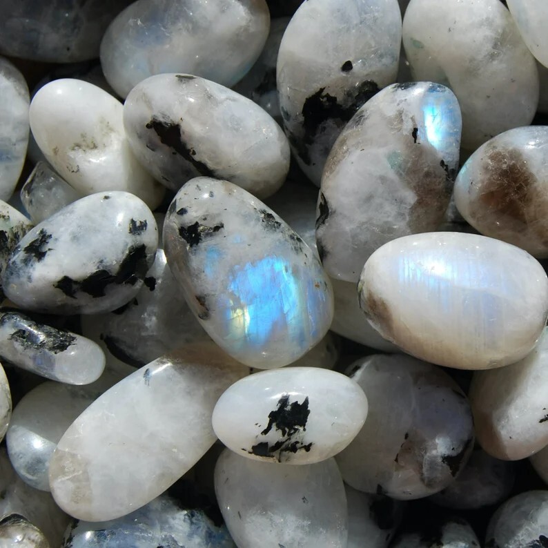 1 Pcs White Rainbow Moonstone Tumbled Pocket Stone Gemstone, Buy 2 get 5 free