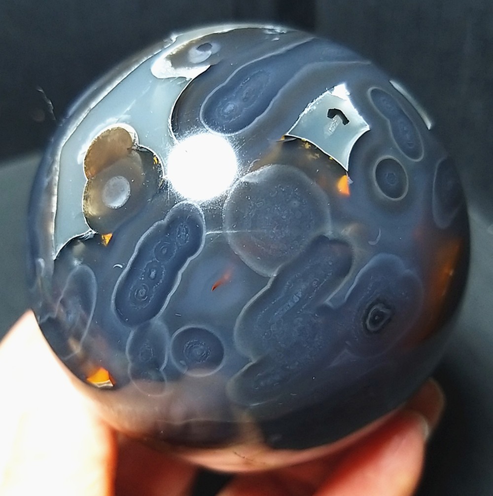 RARE 526G Natural Polished Colorful Agate Stone Ball Healing Madagascar A4723