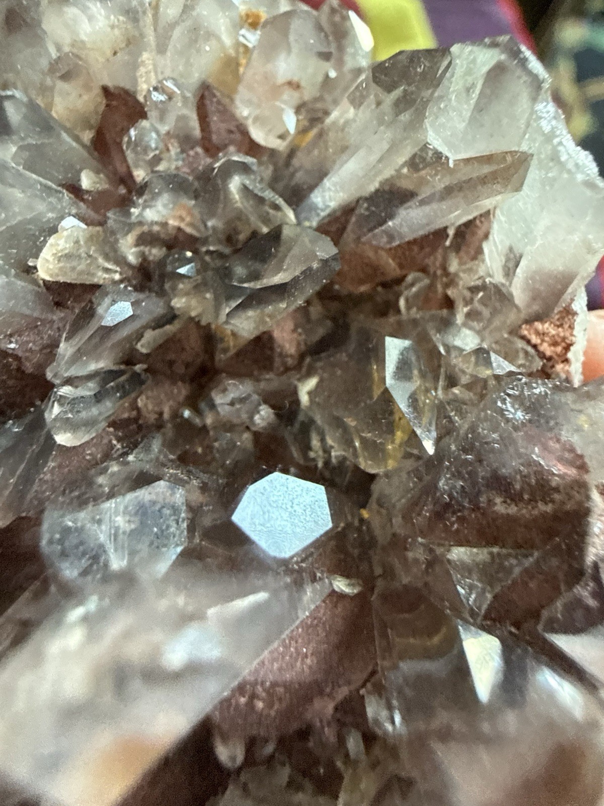 Red Hematite Phantom Quartz Crystal Cluster – Sunset Phantom Quartz