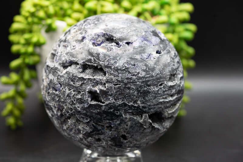 Sphalerite Sphere – Druzy w/Purple Fluorite Inclusions – 4.5″