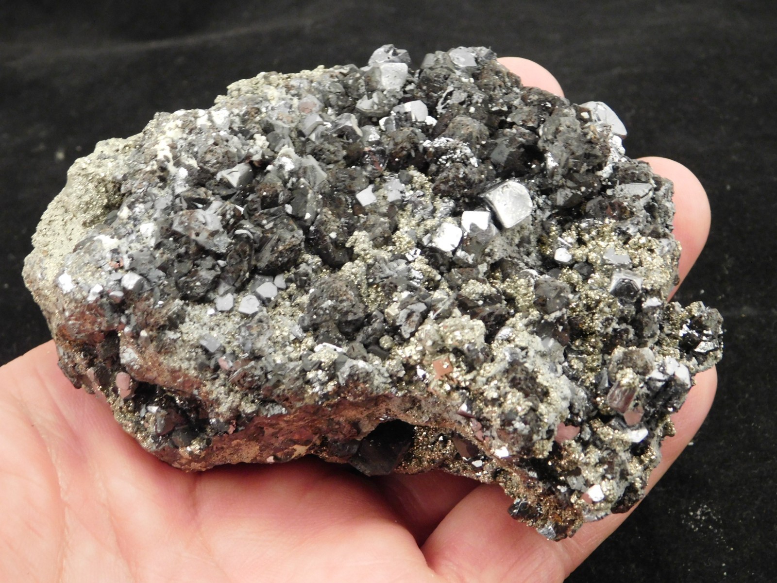 Big! Galena Crystal CUBE Cluster with Druzy PYRITE and Sphalerite Peru 538gr