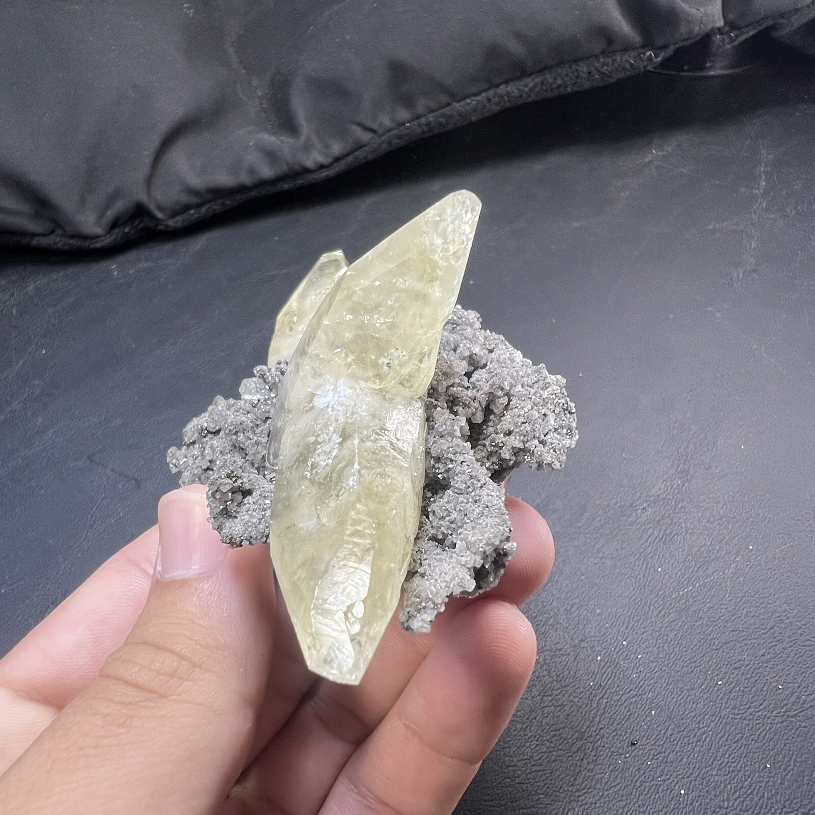 Calcite Crystal with Chalcopyrite Dolomite Matrix / Missouri