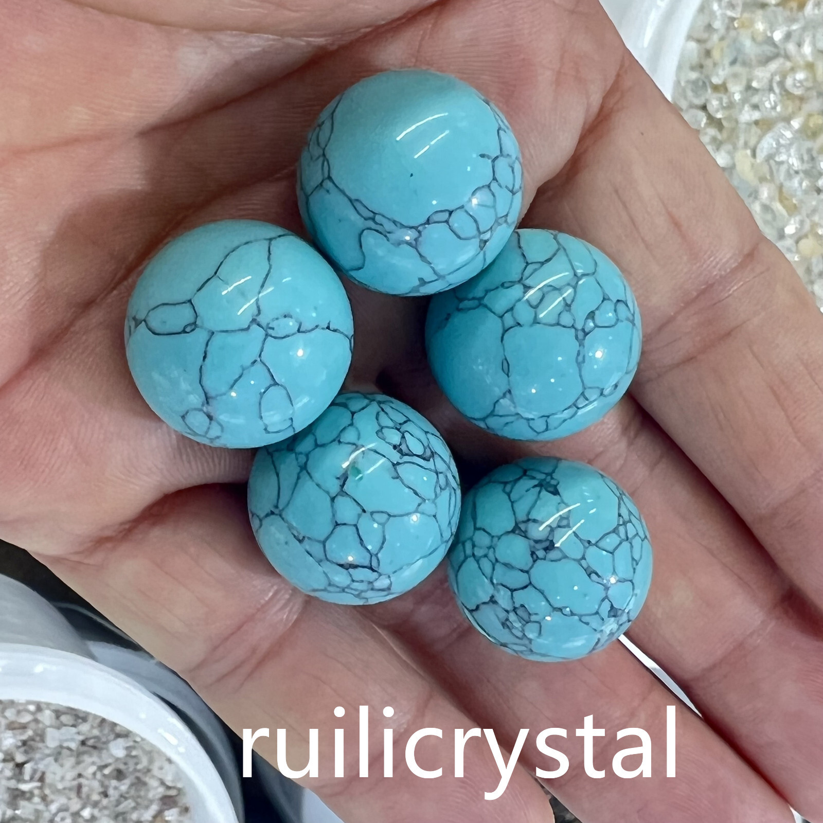 Wholesale Lot 7 pcs turquoise Sphere Crystal Ball Energy Healing20mm