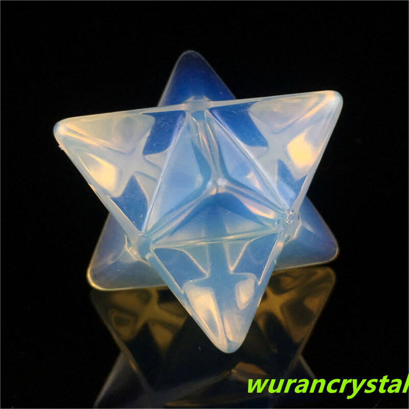 1pc AA++Carved Opalite Merkaba Star Quartz Crystal Pendant Reiki Healing