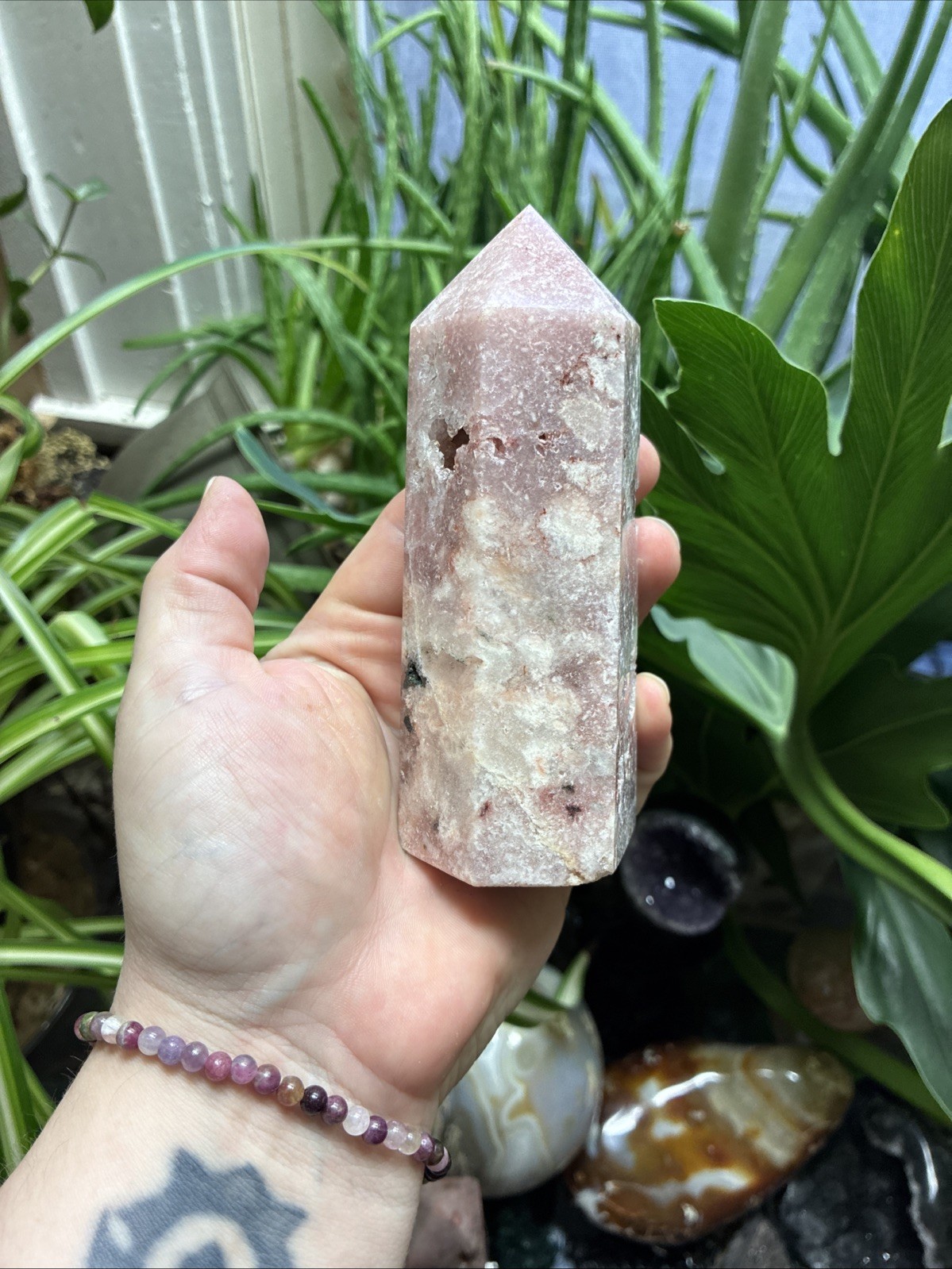 Sparkly Druzy Pink Amethyst Tower