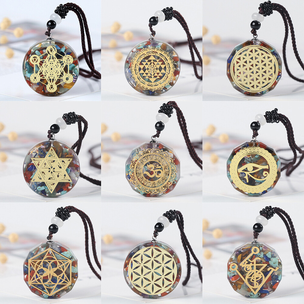Natural Orgonite Stones Pendant Crystal Healing Chakra Energy Orgone Necklace