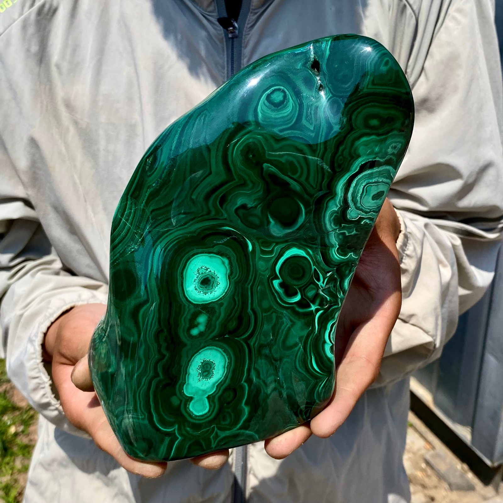 3.94LB Natural glossy Malachite transparent cluster rough mineral sample