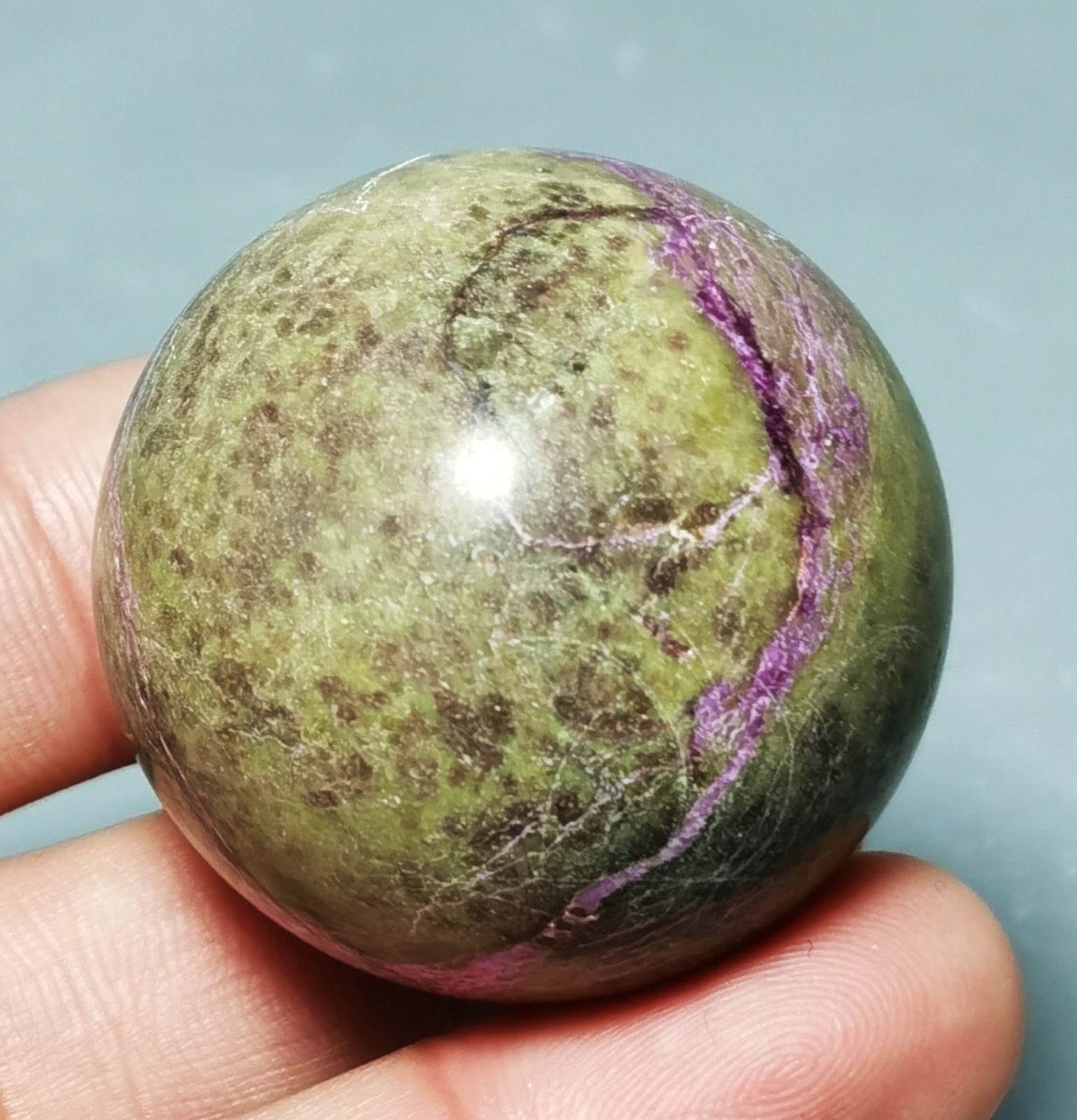 Very Rare Atlantisite Stichtite in Serpentine Polished Ball Reiki Healing