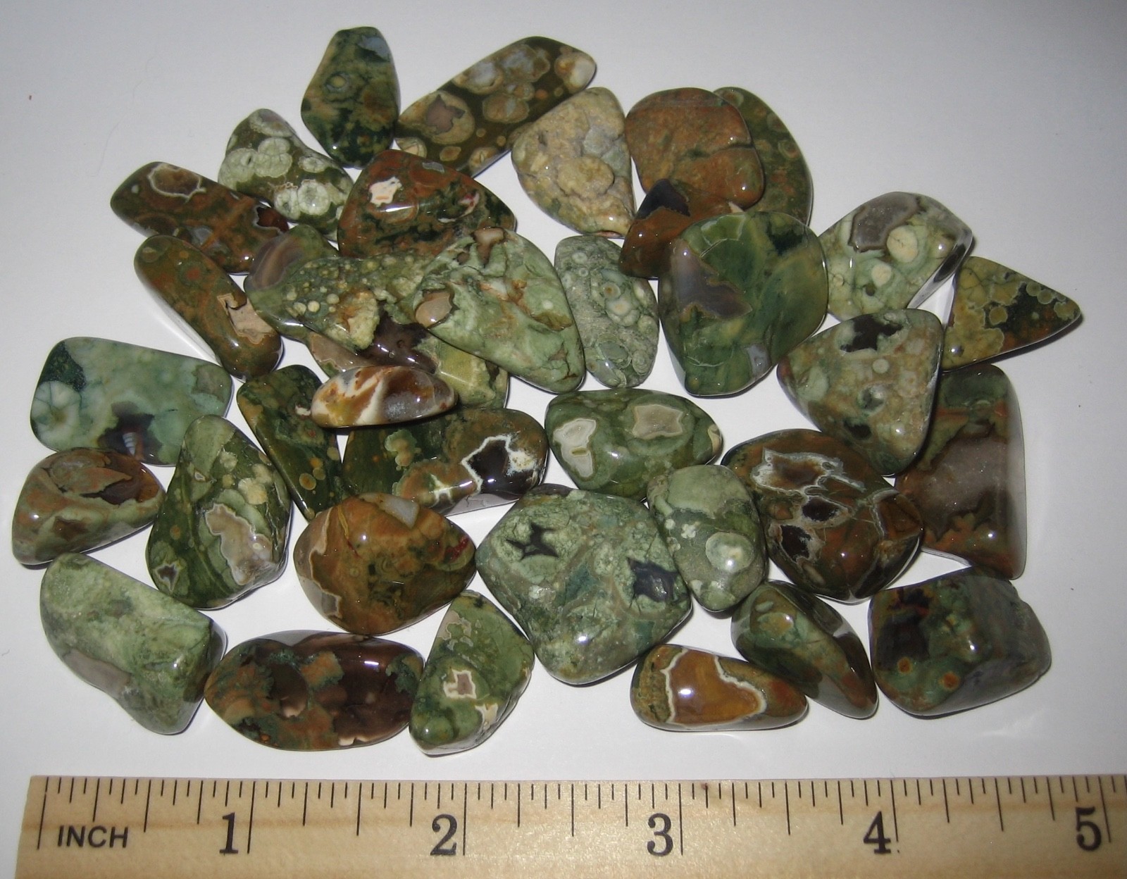 36 A+ TUMBLED POLISHED 0.7″-0.9″ RAINFOREST JASPER STONES AUSTRALIA ~ 148.2g *A1
