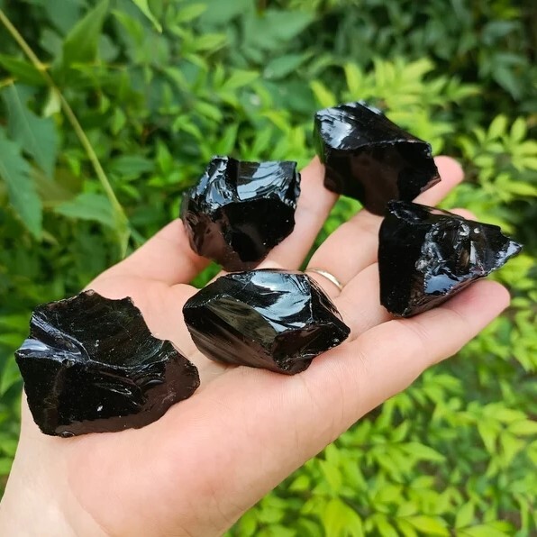 2″ (5cm) Raw Rough Black Obsidian Stone Chunks Healing Energy Crystal Gifts