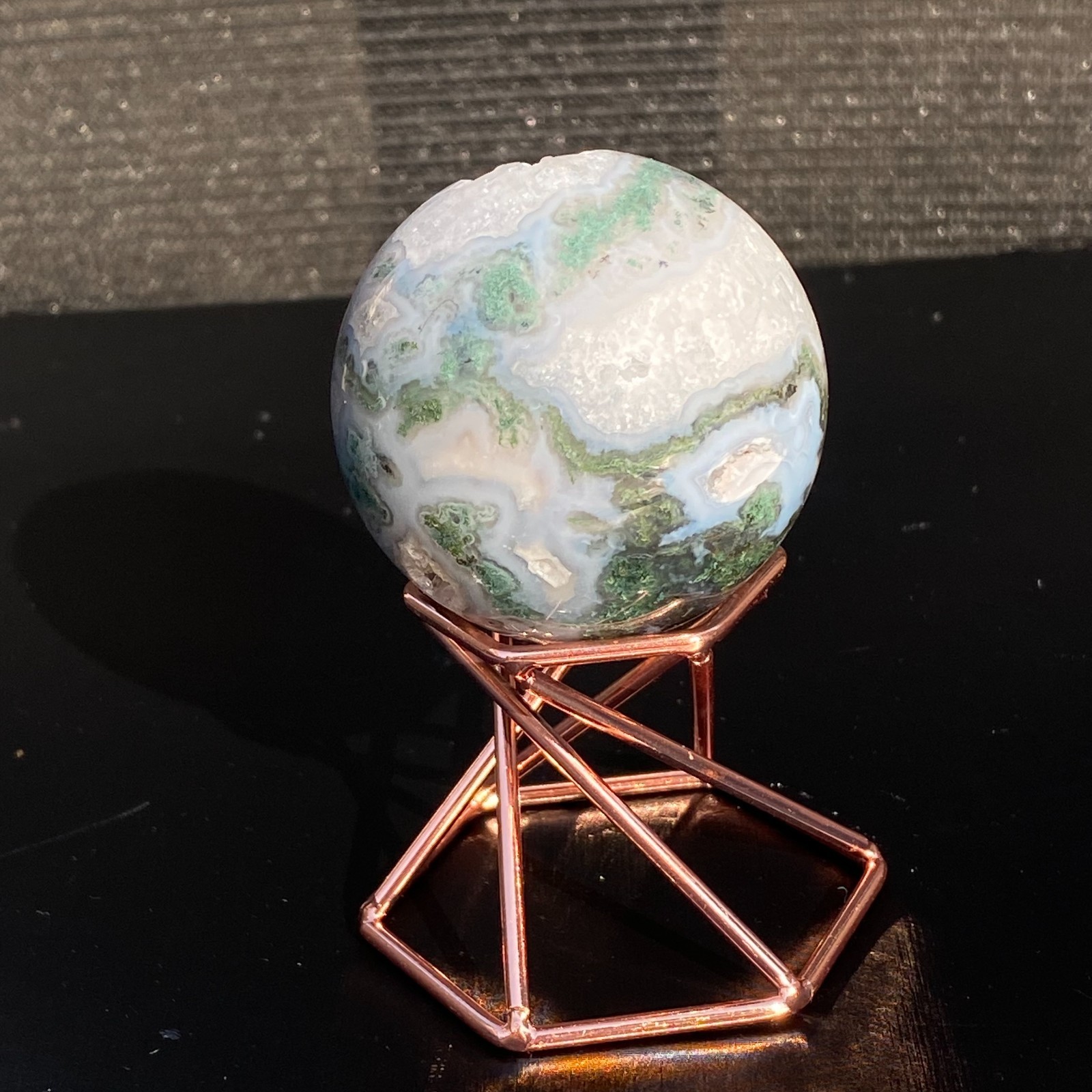 205G Natural Aquatic Plants Agate Crystal Sphere watergrass Mossagate Ball