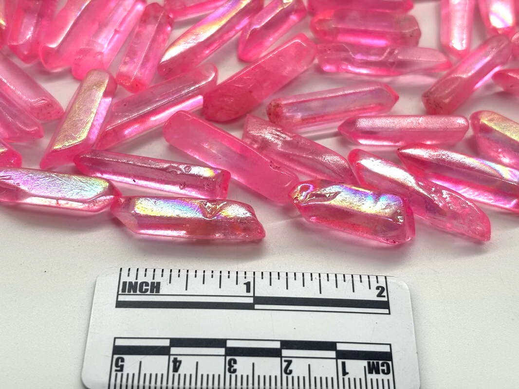 70-80pcs Pink Aura Quartz Crystal Points 1/2 lb Angel Aura Quartz Small Wand