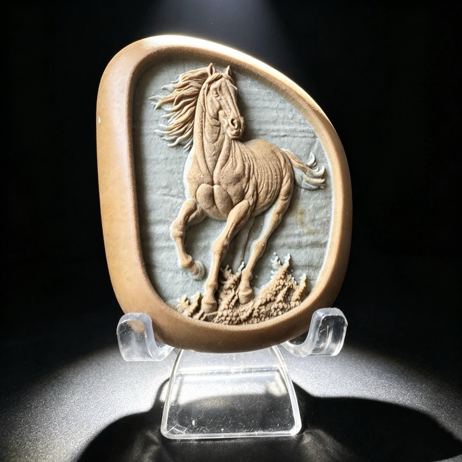 Natural Songhua Stone Finely Carved Horse, Collectible Crystal Desk Decor