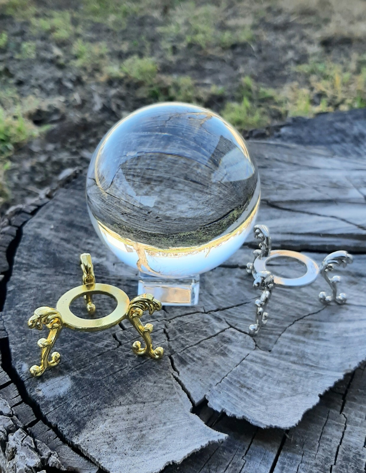 80mm Clear Crystal K9 Ball with Gold/Sliver Decorative & Clear Crystal Stands