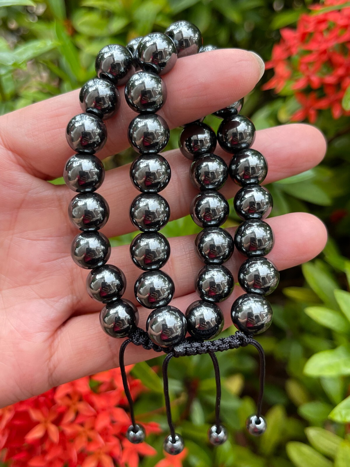 Grade A++ Hematite Crystal Adjustable Bead Bracelet 10mm, Genuine Gems Bracelets