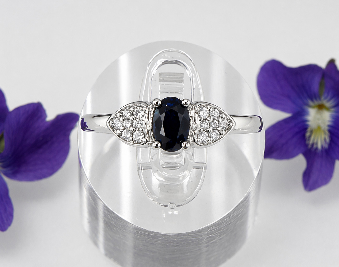 Wholesale Lot 7 Pcs Natural Sapphire Stainless Steel Rings(316) Crystal 4x6mm
