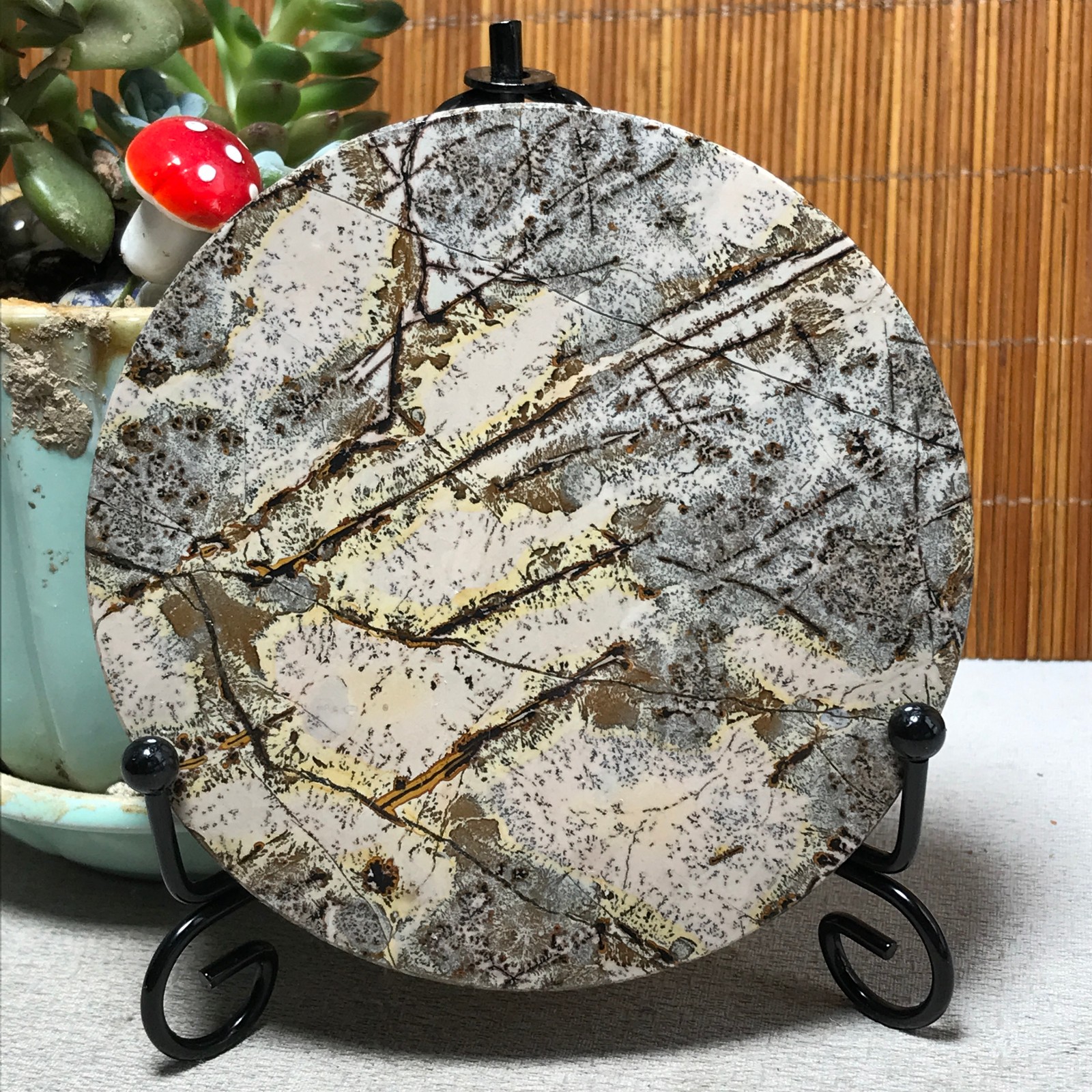 93mm Natural Chinese painting stone crystal ornaments for home decoration A6485