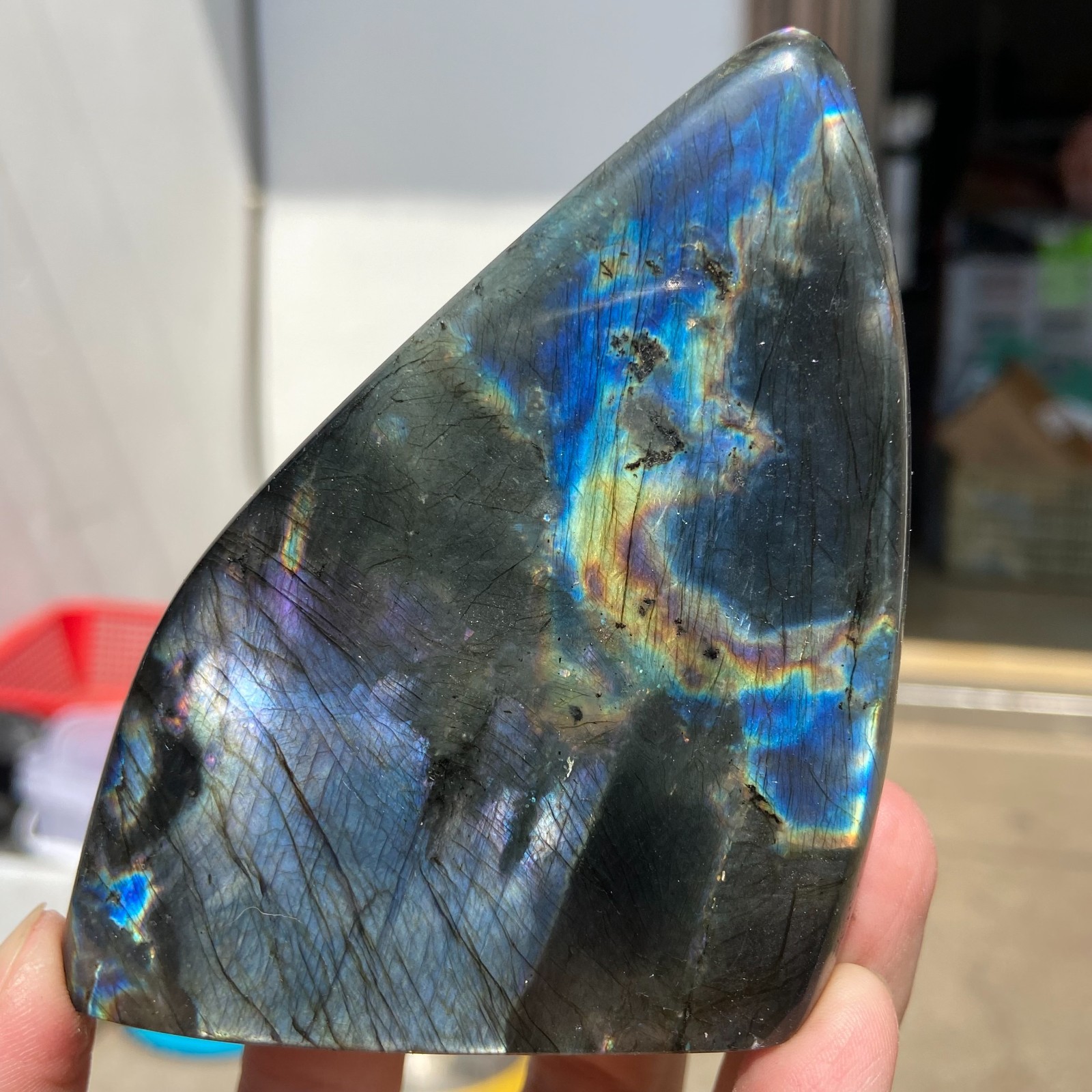 290g Natural Flash Labradorite Quartz Crystal rough Mineral Healing