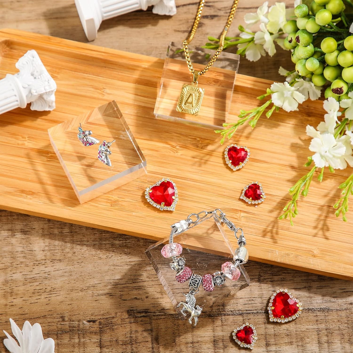 Remerry 16 Pcs Clear Acrylic Blocks Acrylic Square Display Block Clear Polished