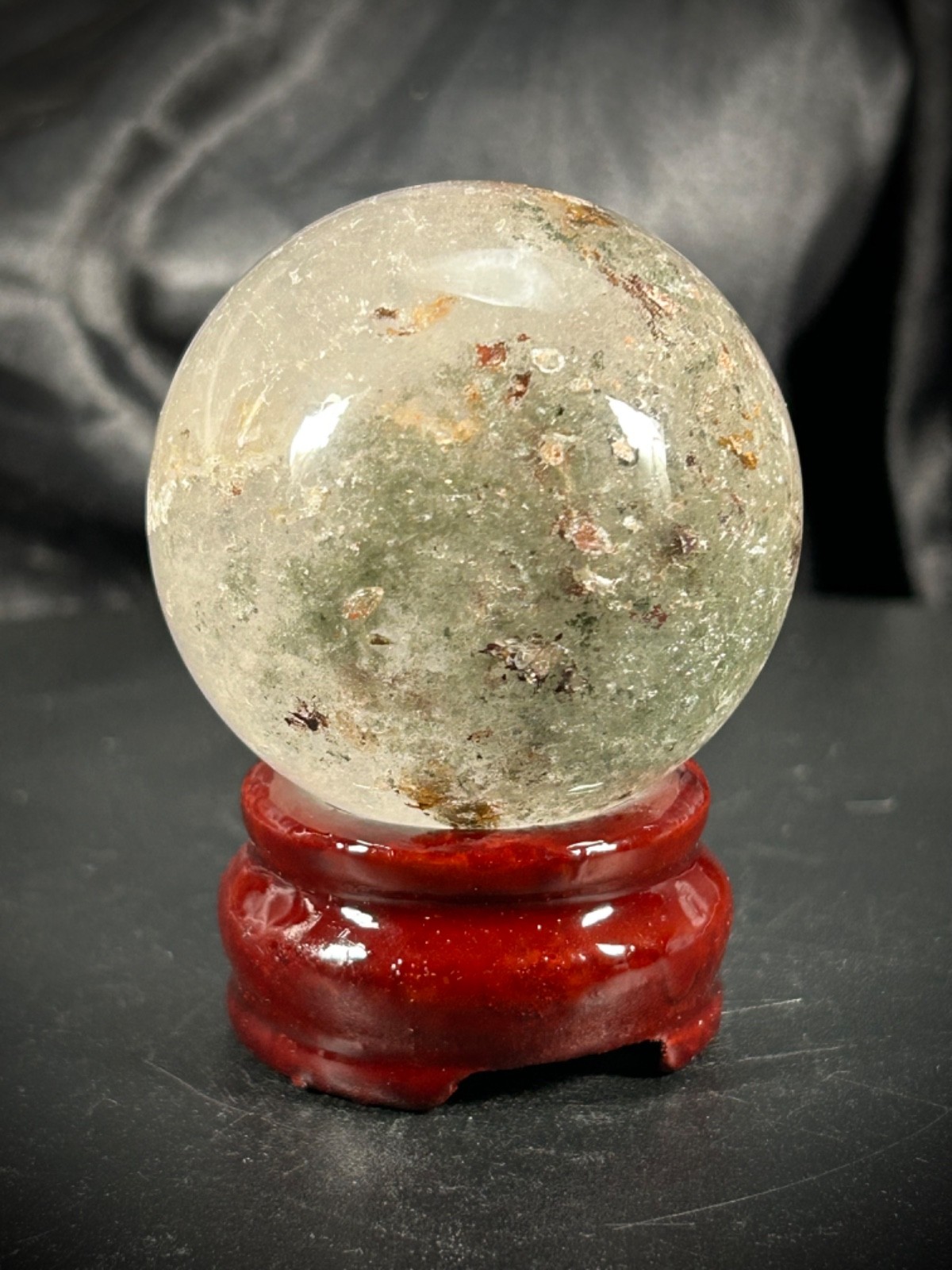 2.02″ Garden Quartz Sphere With Wood Stand 6.5oz (185 grams)