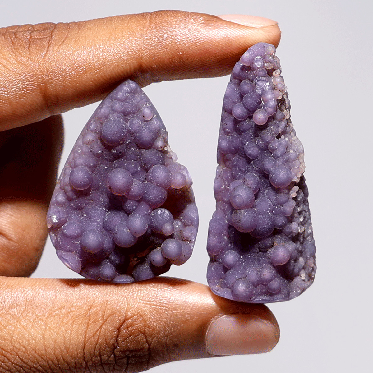 Dreamwork & Intuition— 2 PC Mystic Grape Agate Drusy Crystals— Rare Bubble Pair